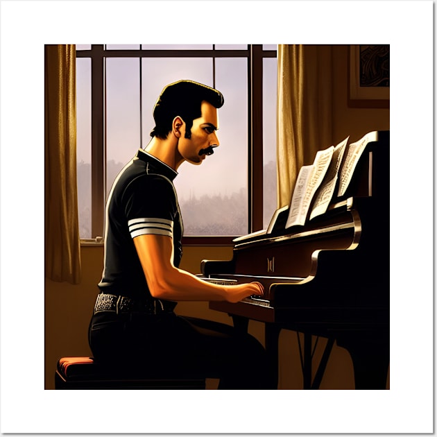 A Singer Legend Is Playing The Piano Wall Art by neogu